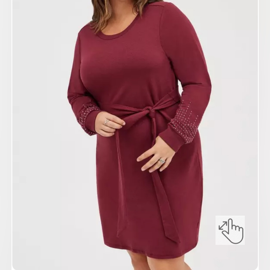 3x Torrid Cotton Blend Stretch Pullover French Terry Rhinestone Midi Dress